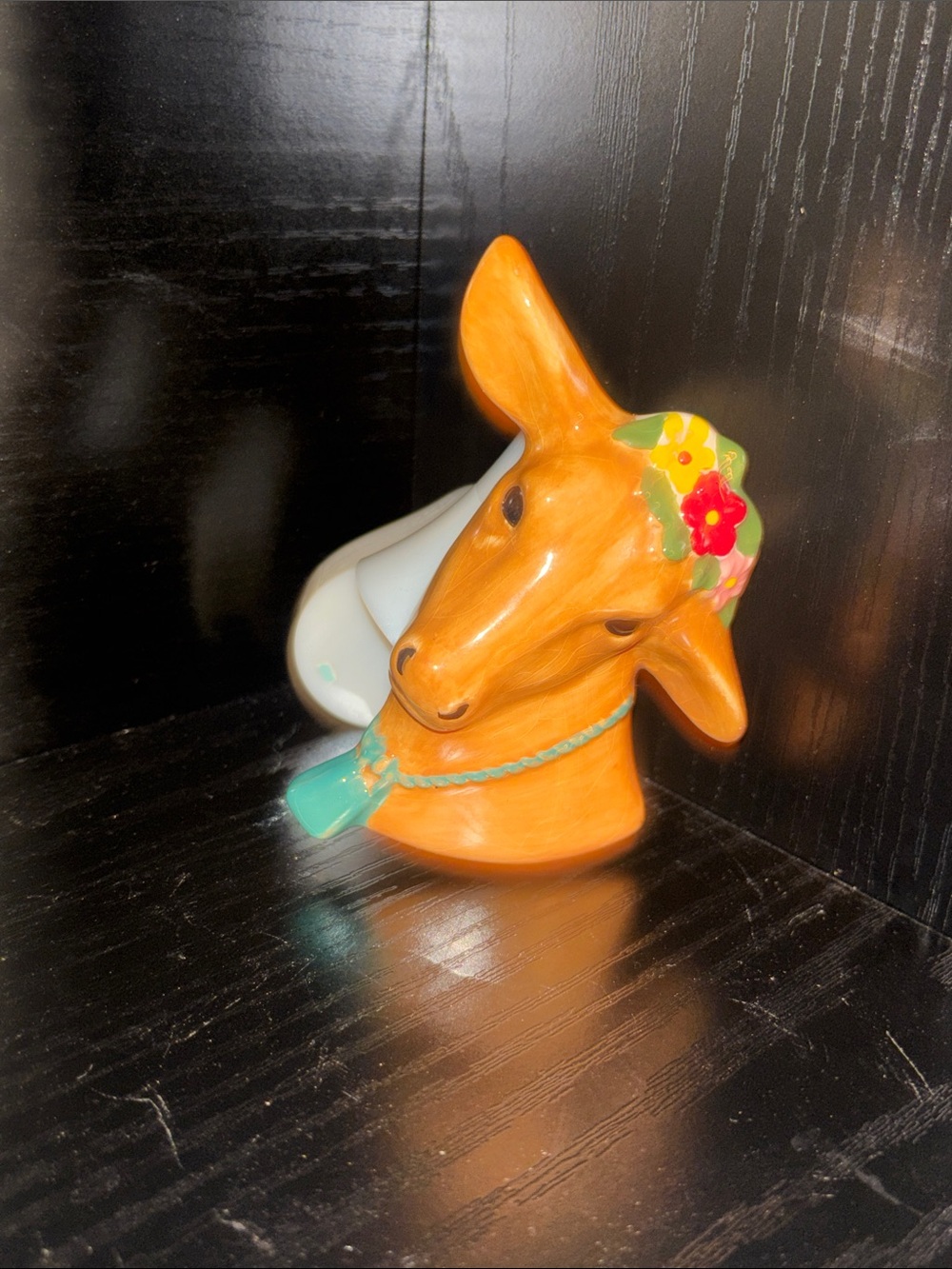 Pioneer Women Orange Ceramic Cow Head Wall Scent Plug In with Floral Accent